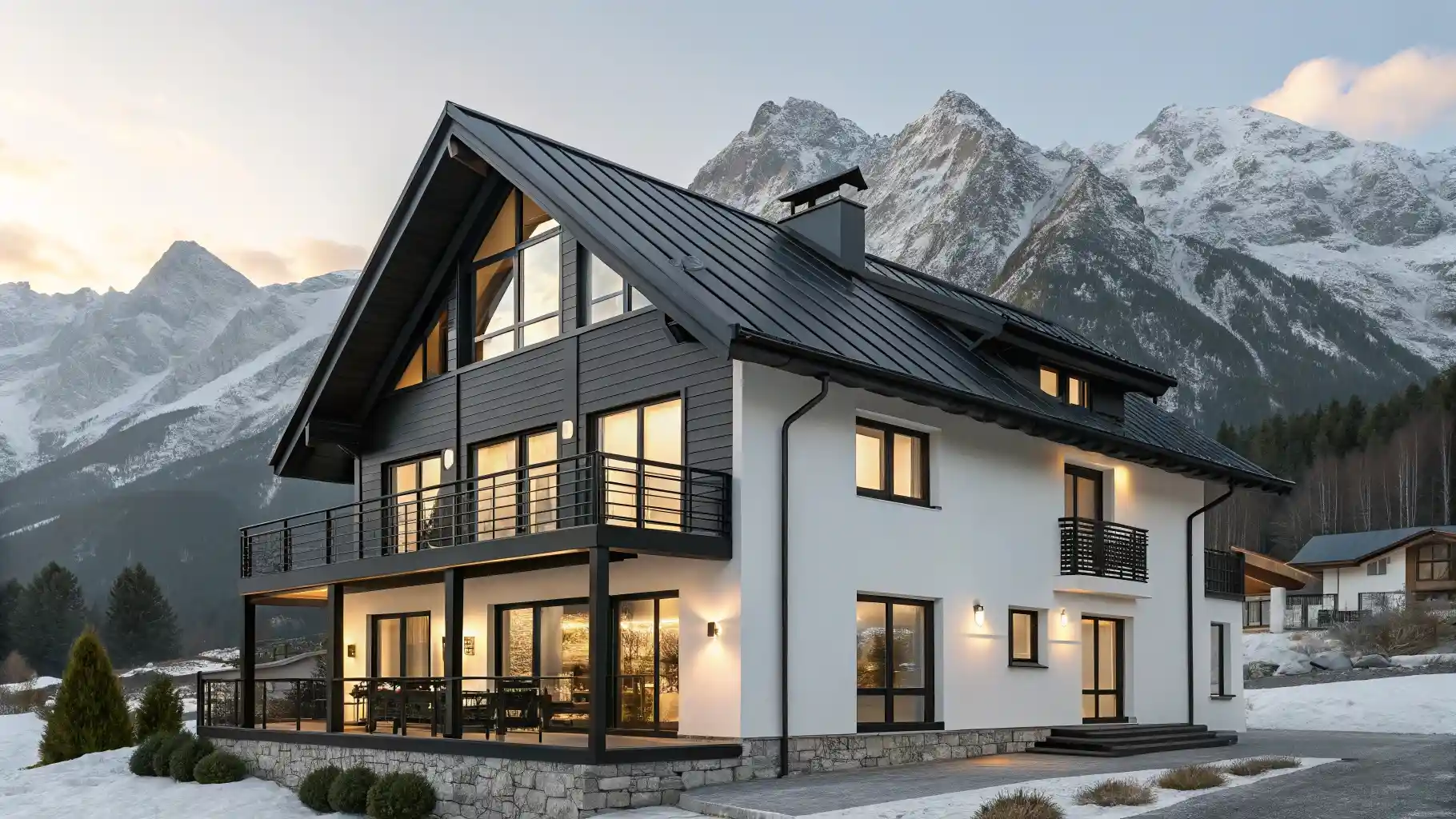 Alpine Modern Home with Dramatic Color Contrast