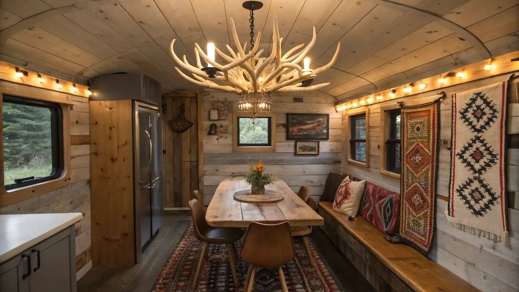 Antler Chandelier Dining Nook