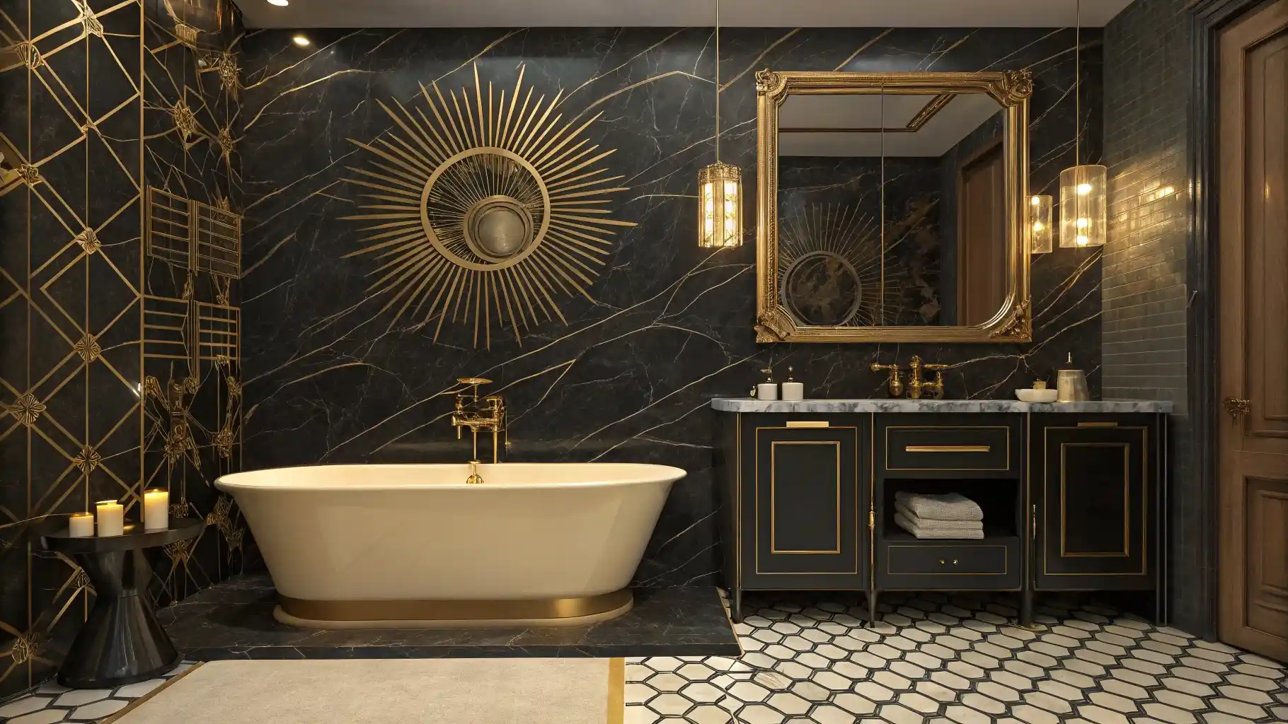 Art Deco Black Gold and Cream Elegance
