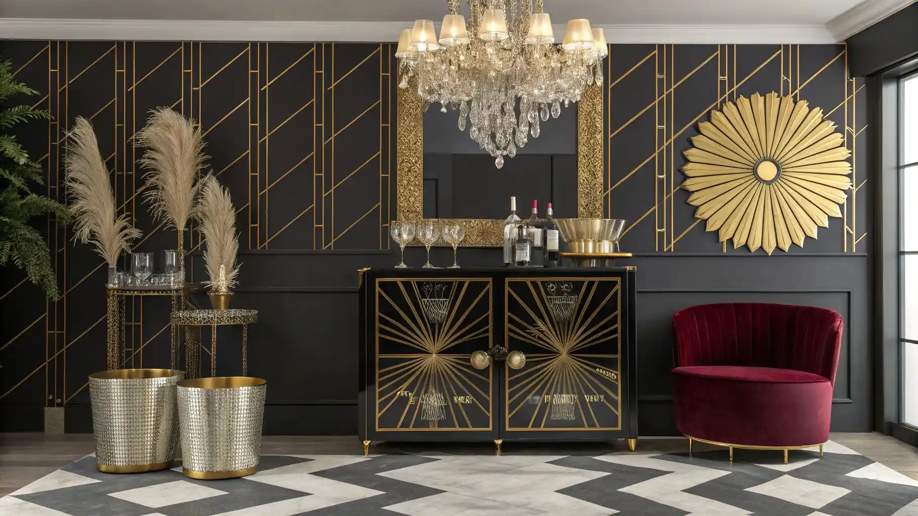 Art Deco Glamour Bar Cabinet