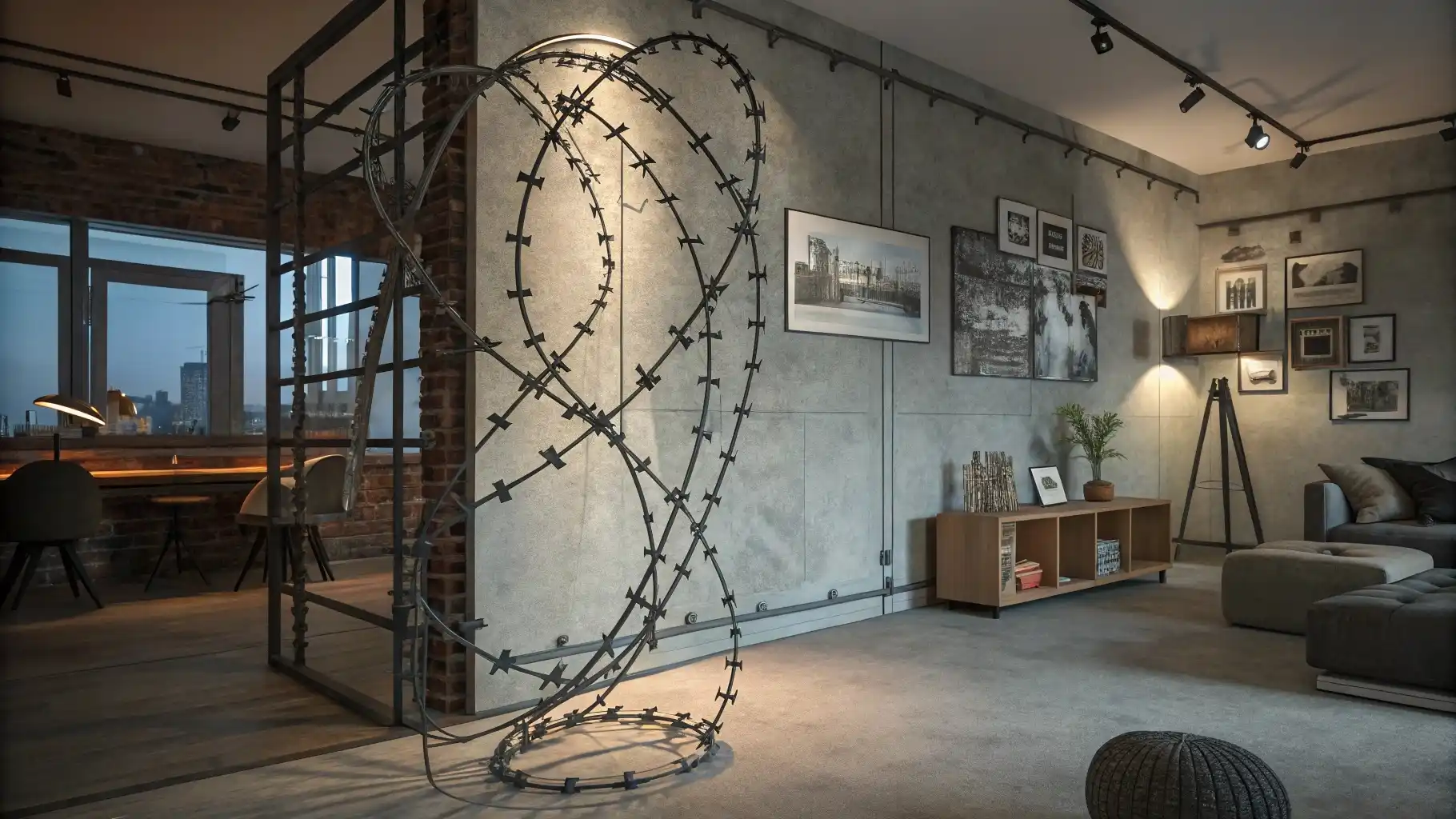 Barbed Wire Heart Sculpture Installation