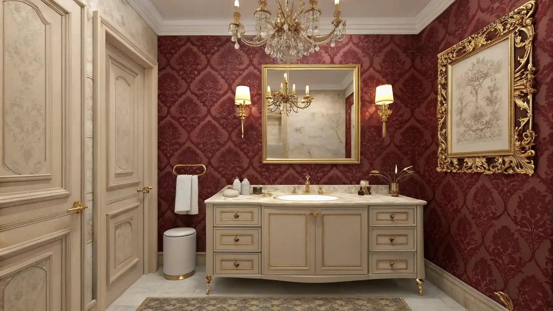 Baroque Burgundy and Cream Opulence