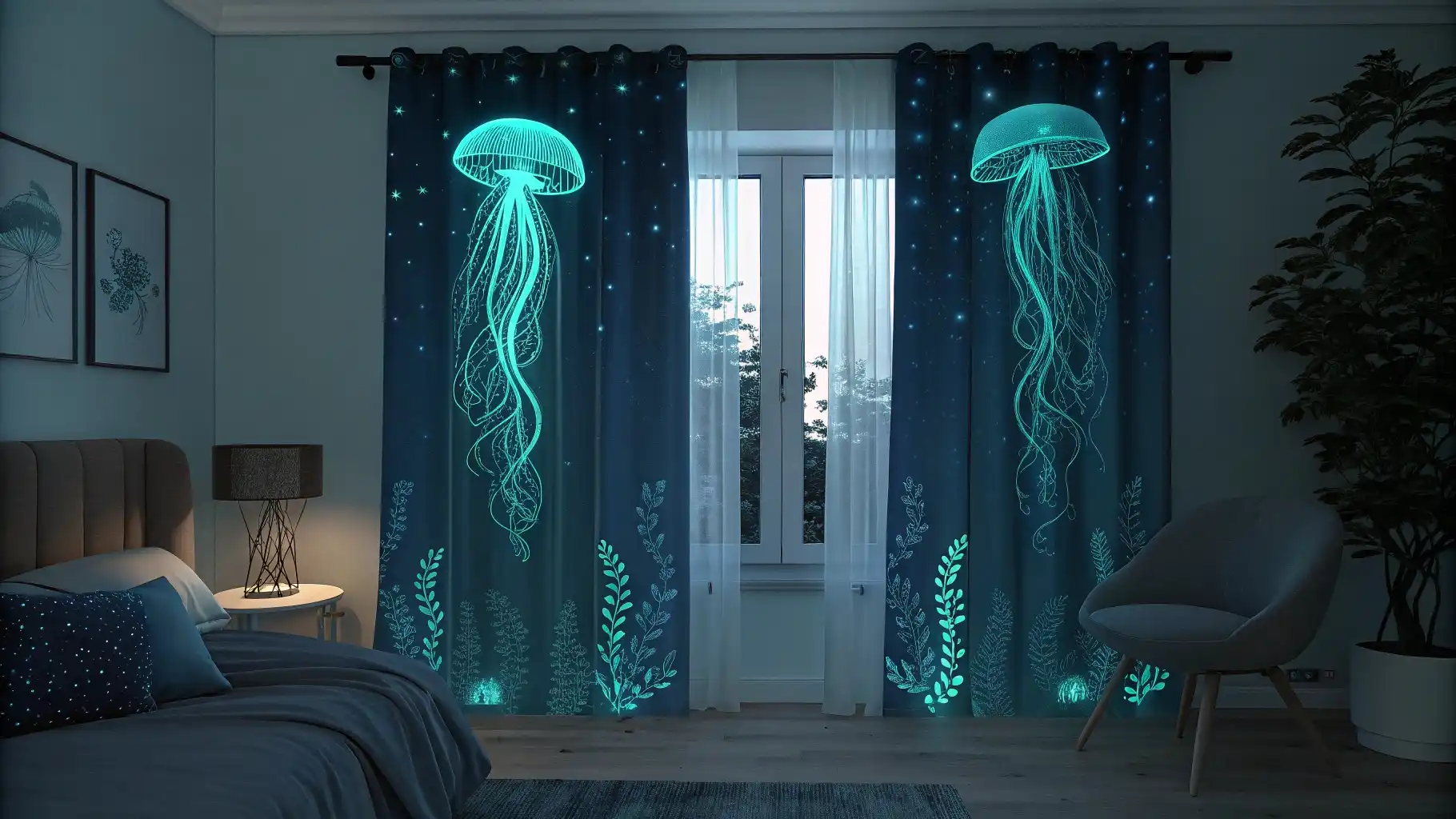 Bioluminescent Jellyfish Drapes
