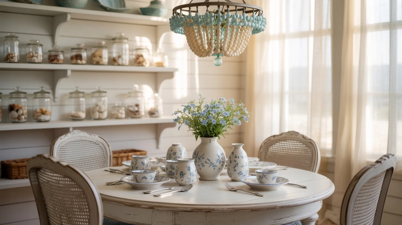 Blue Bead Breeze Chandelier Room