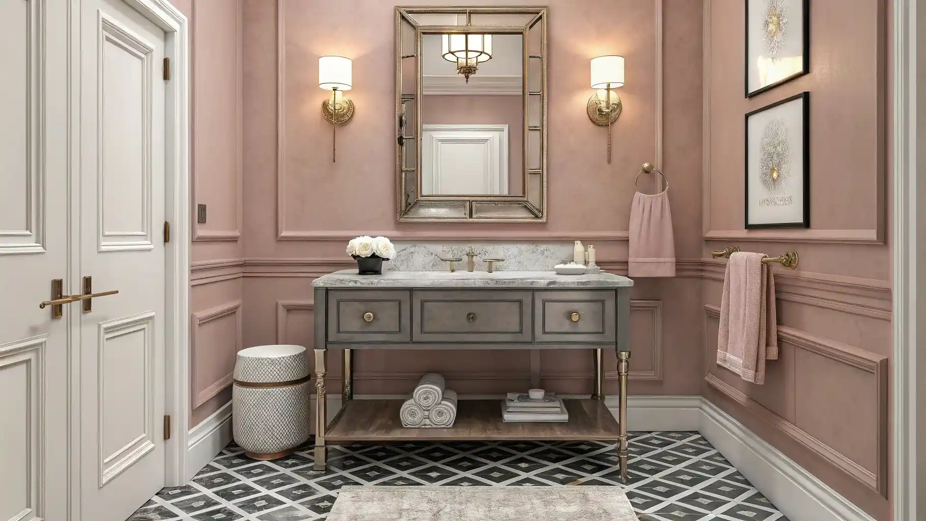 Blush Pink and Charcoal Gray Sophistication