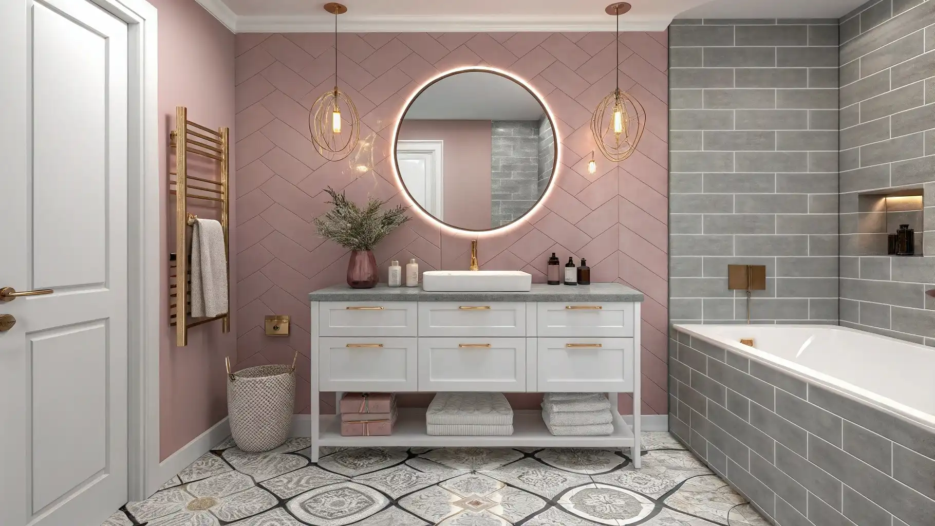 Blush Pink and Gray Contemporary Fusion