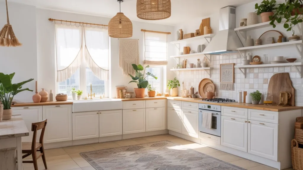 Bohemian White Kitchen Oasis