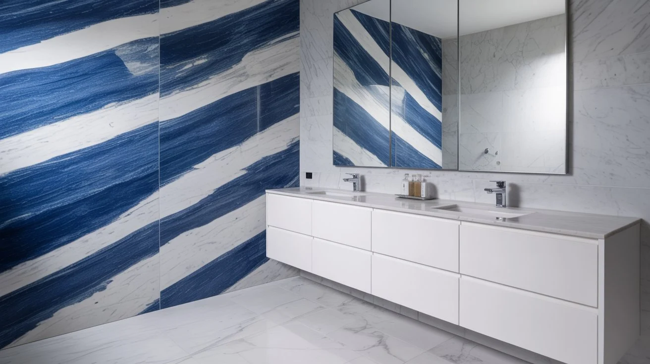 Bold Blue Streak Bathroom