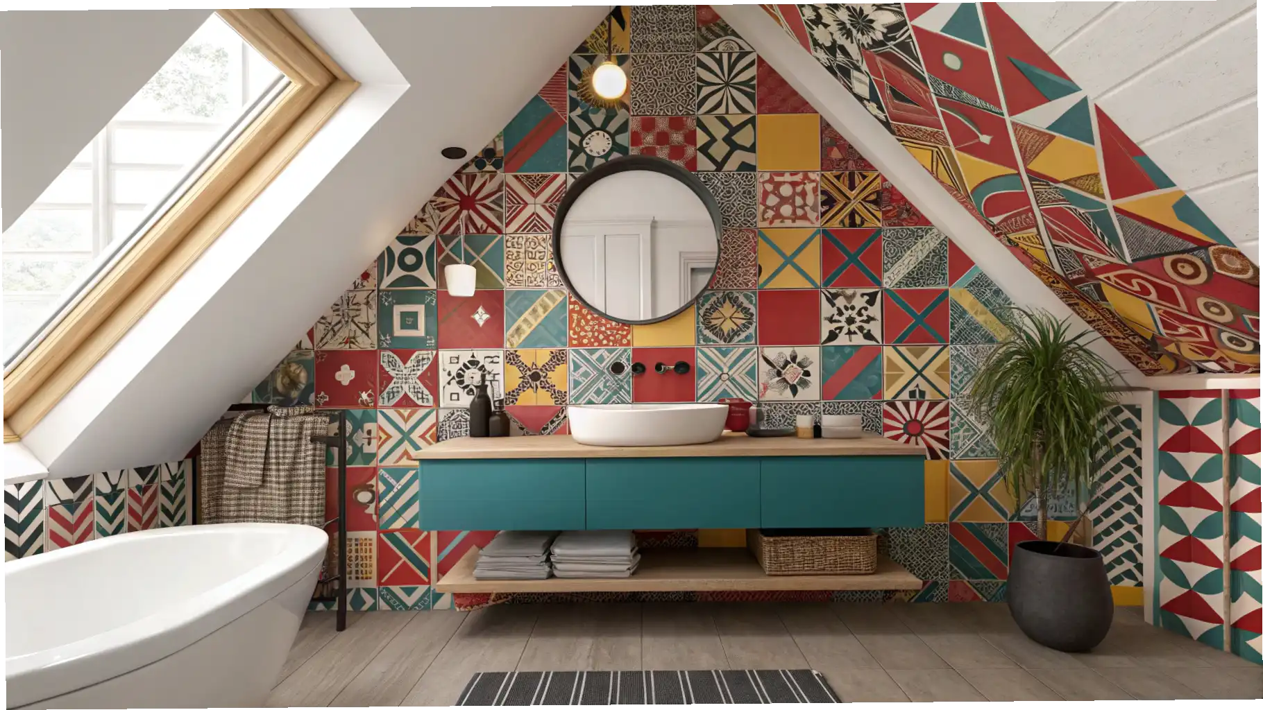 Bold Patchwork Under the Angled Roof