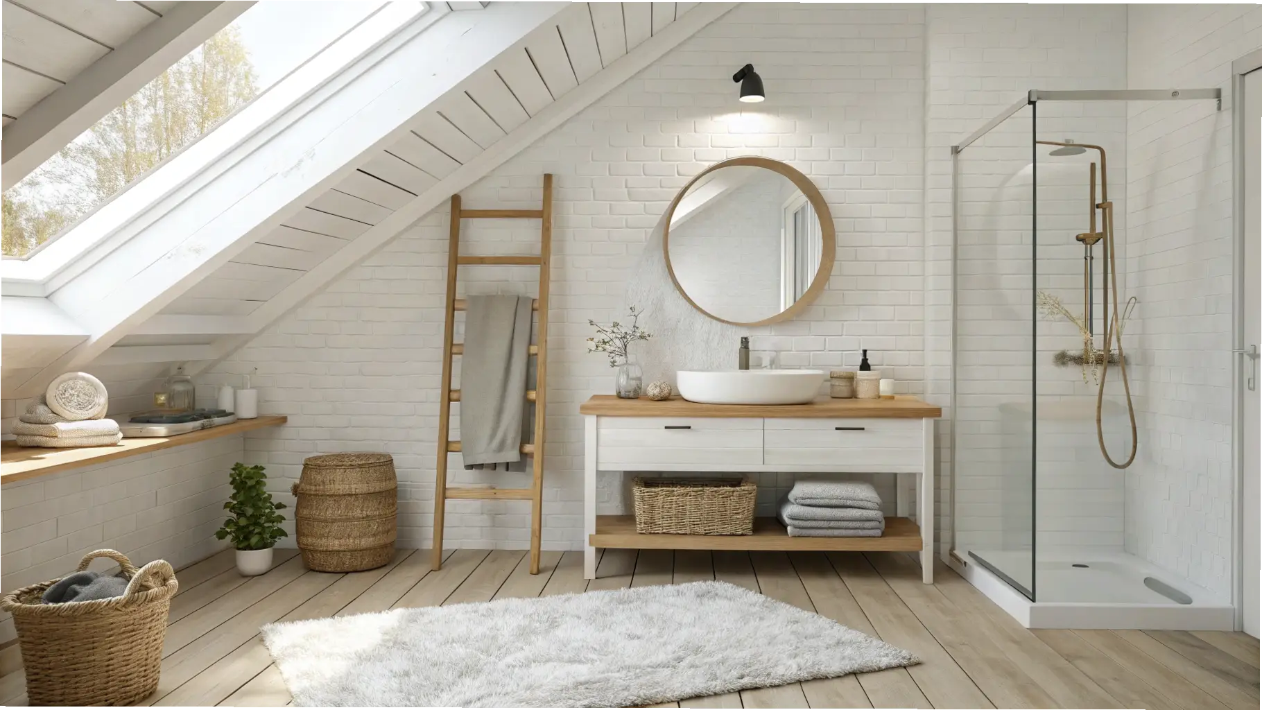 Bright Farmhouse Feel in the Eaves