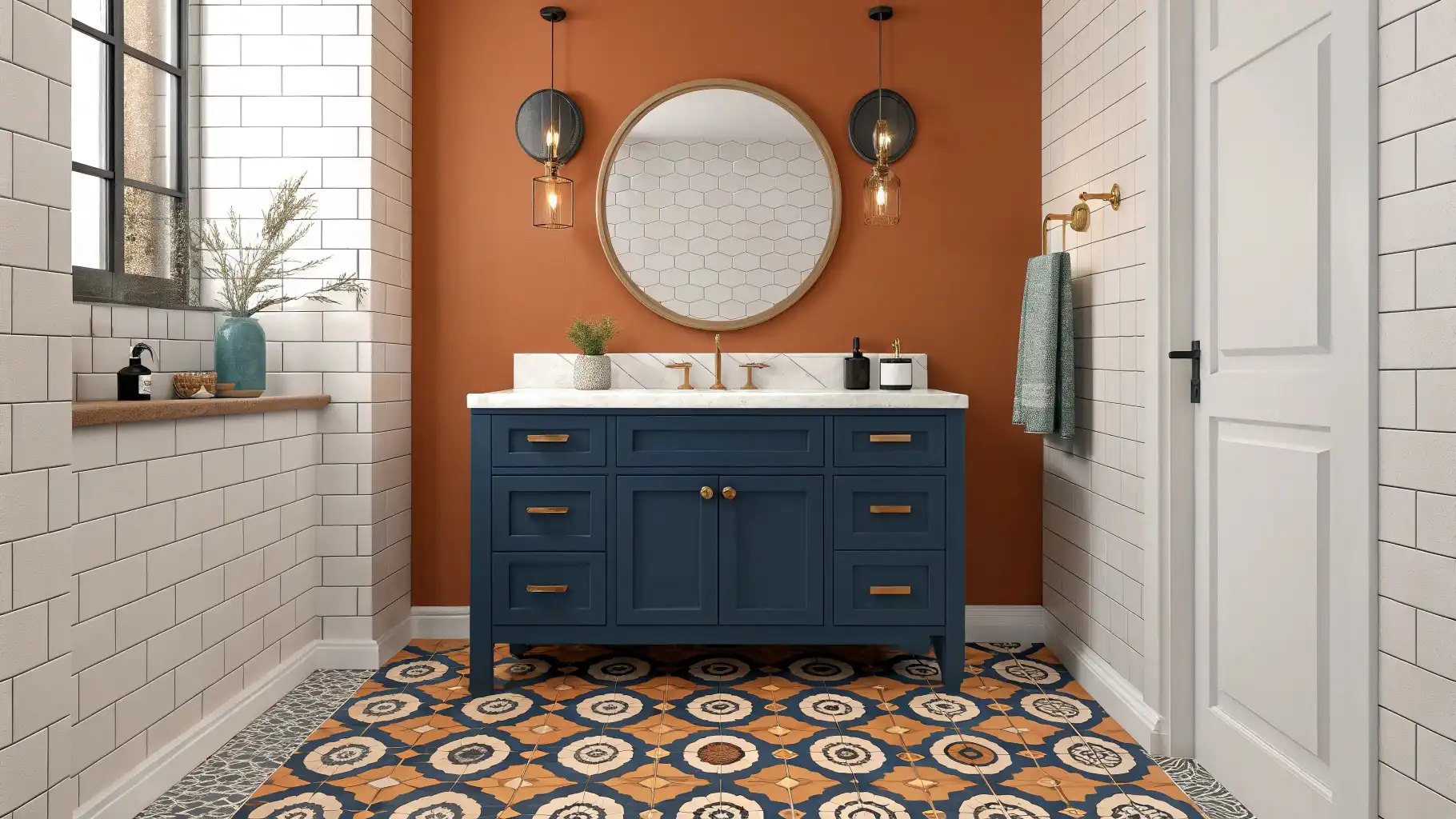 Burnt Orange and Navy Blue Contrast