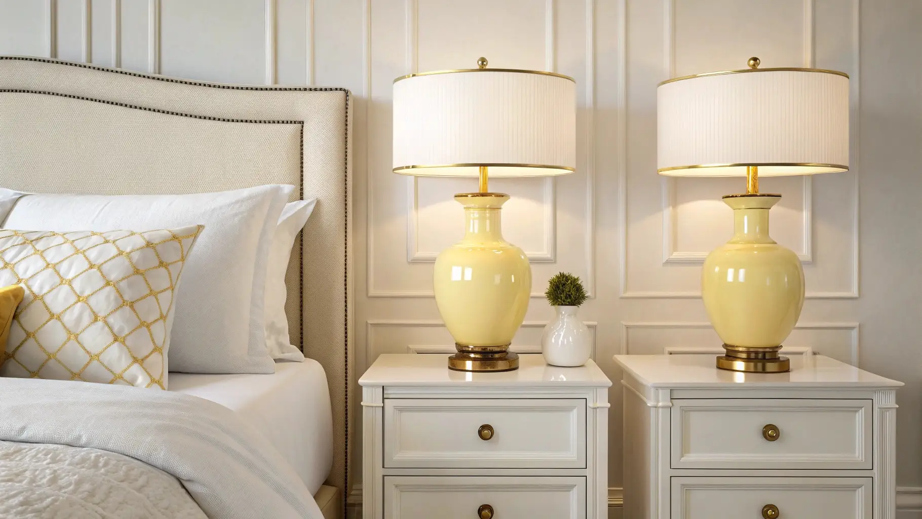 Butter Yellow Ceramic Table Lamps
