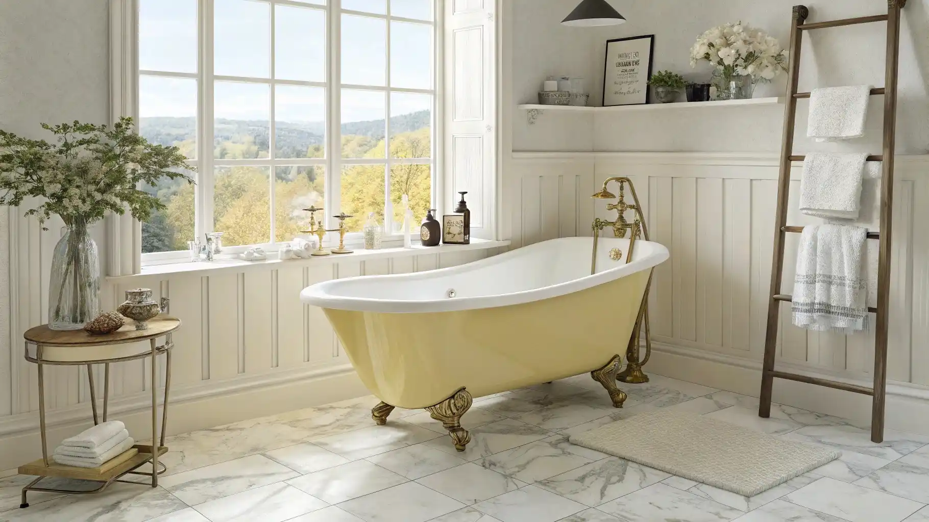 Butter Yellow Clawfoot Bathtub
