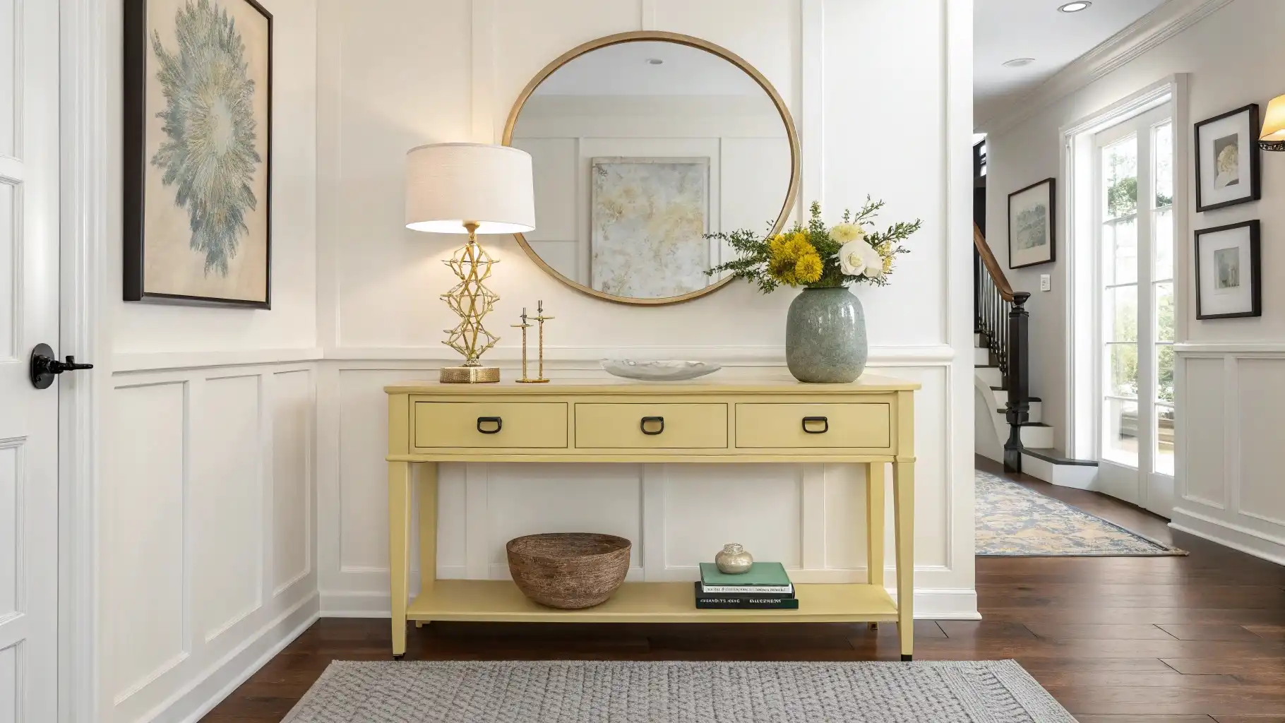 Butter Yellow Console Table for Entryway