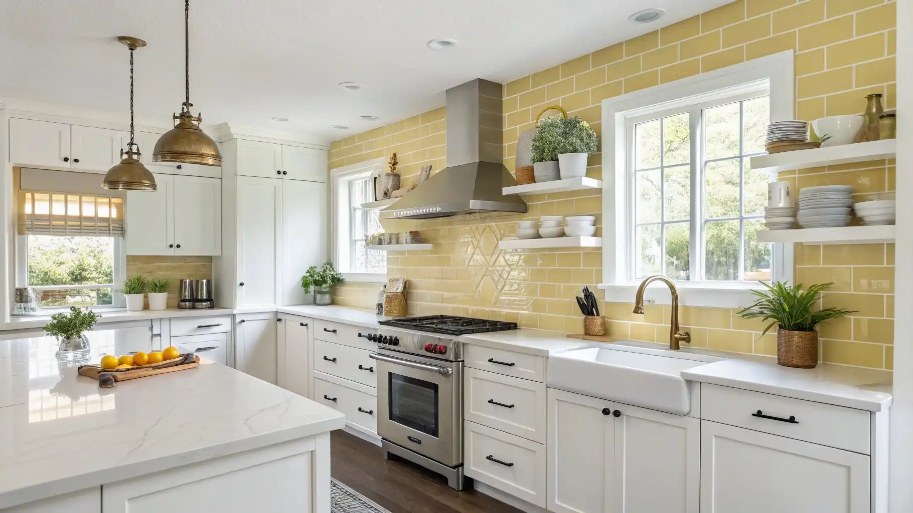 Butter Yellow Subway Tile Backsplash