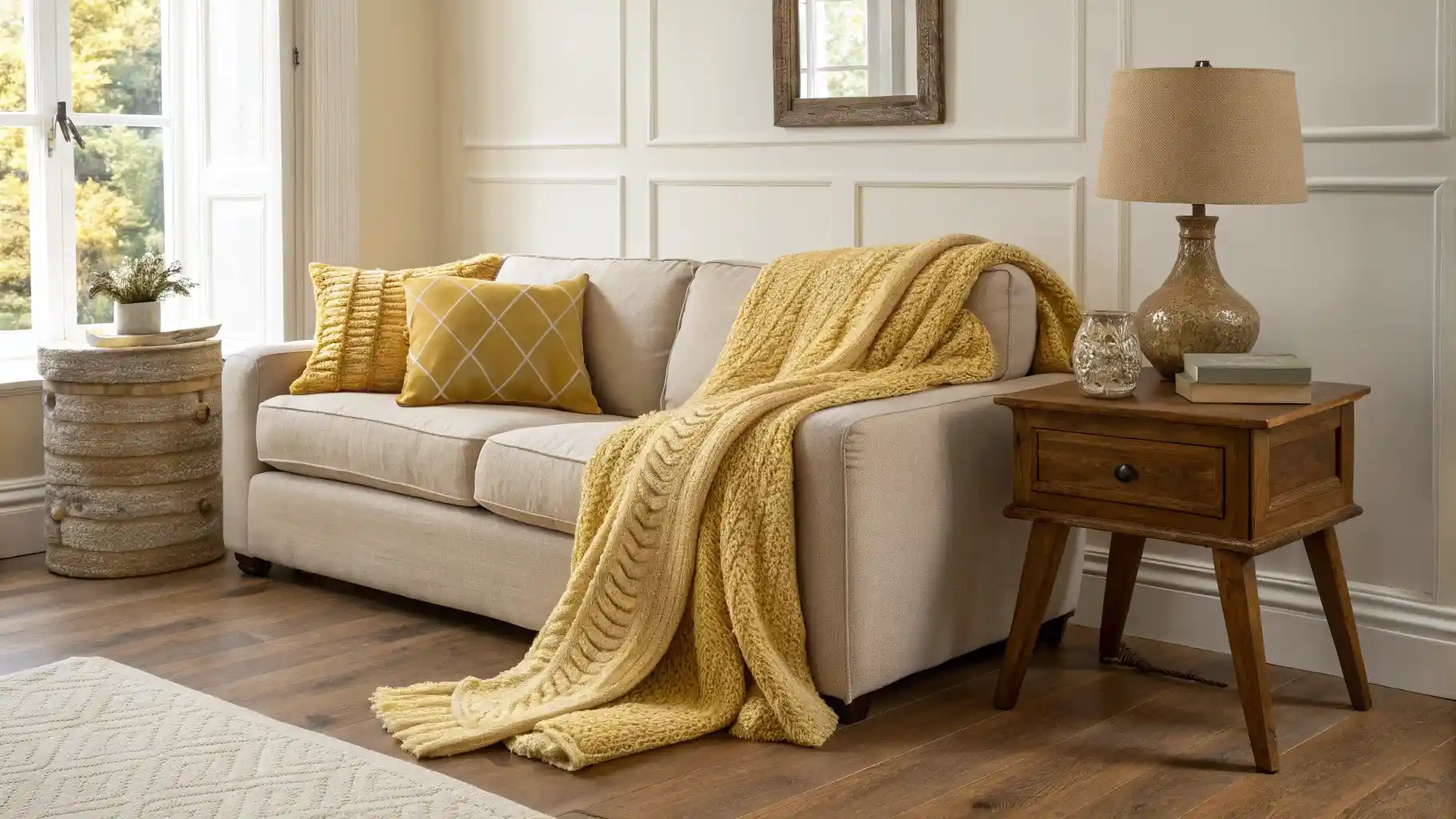 Butter Yellow Throw Blankets and Accent Pillows