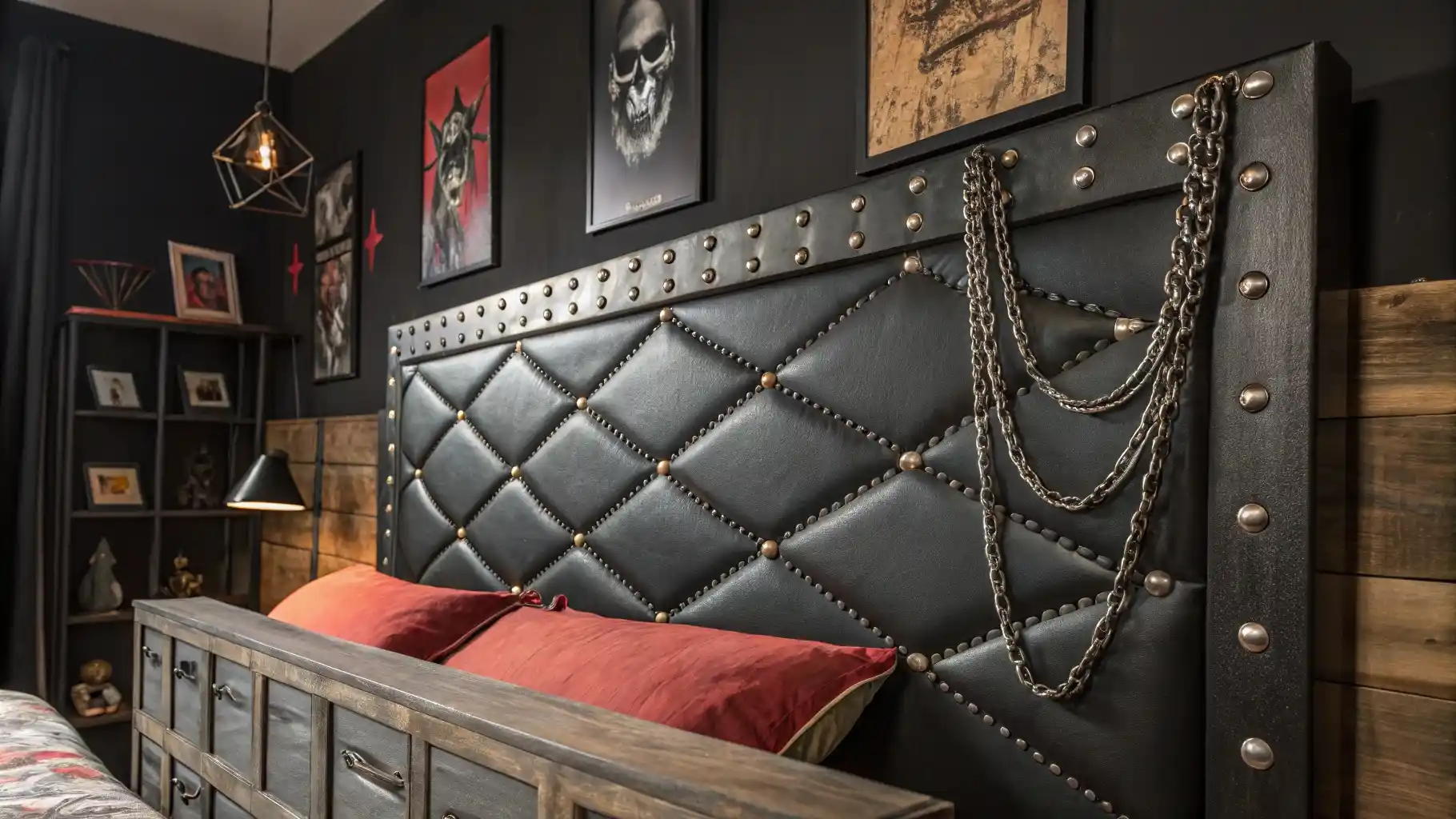 Chains and Studs Headboard Design