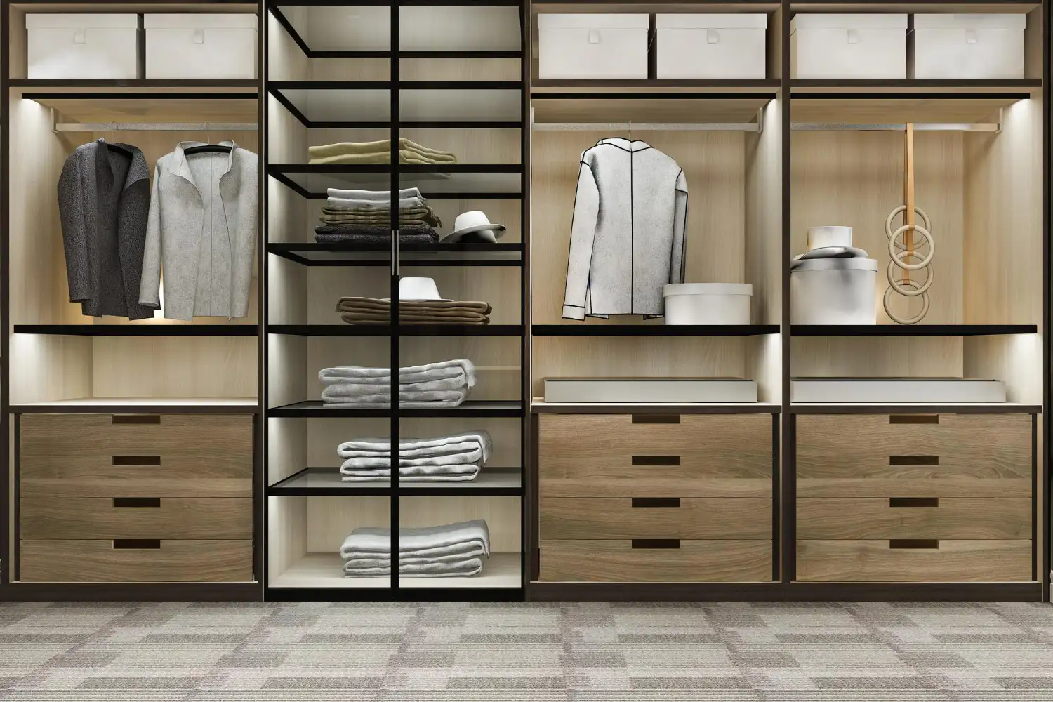 Sleek Walk-In Closet System