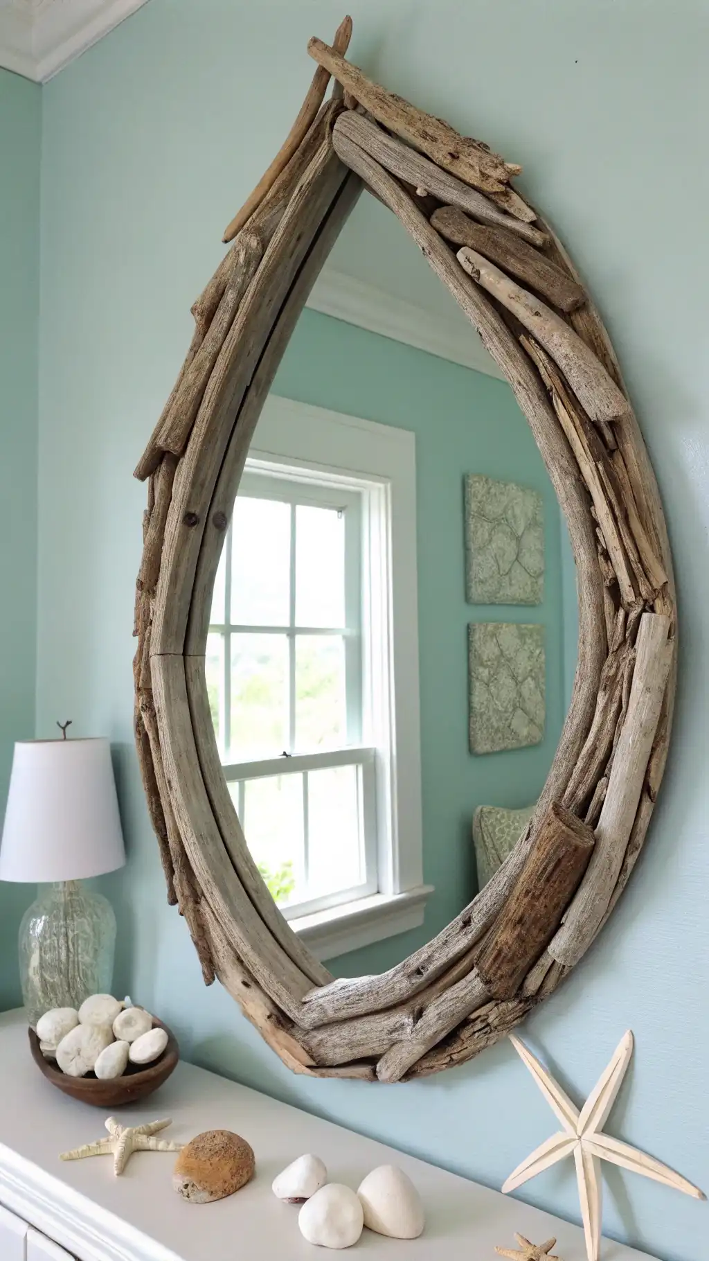 Coastal Driftwood Oasis Mirror