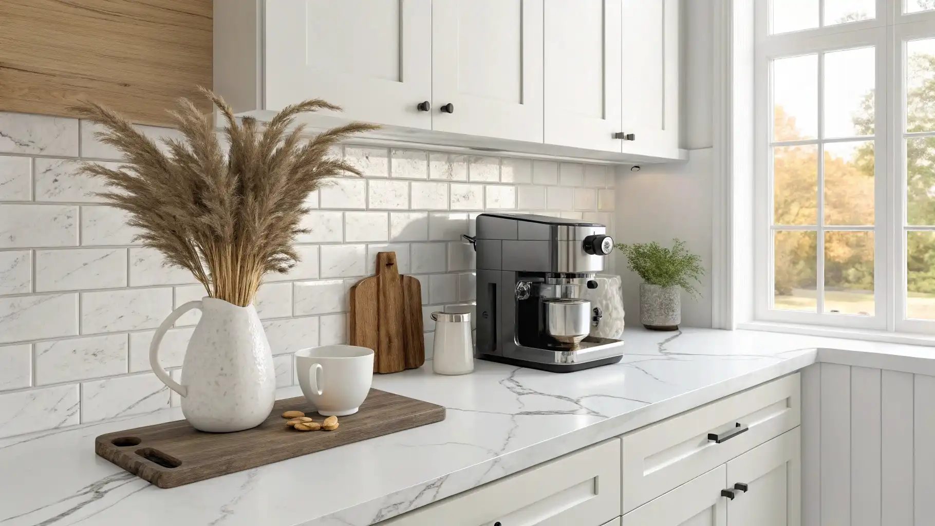 Coffee Station with Dried Pampas Grass