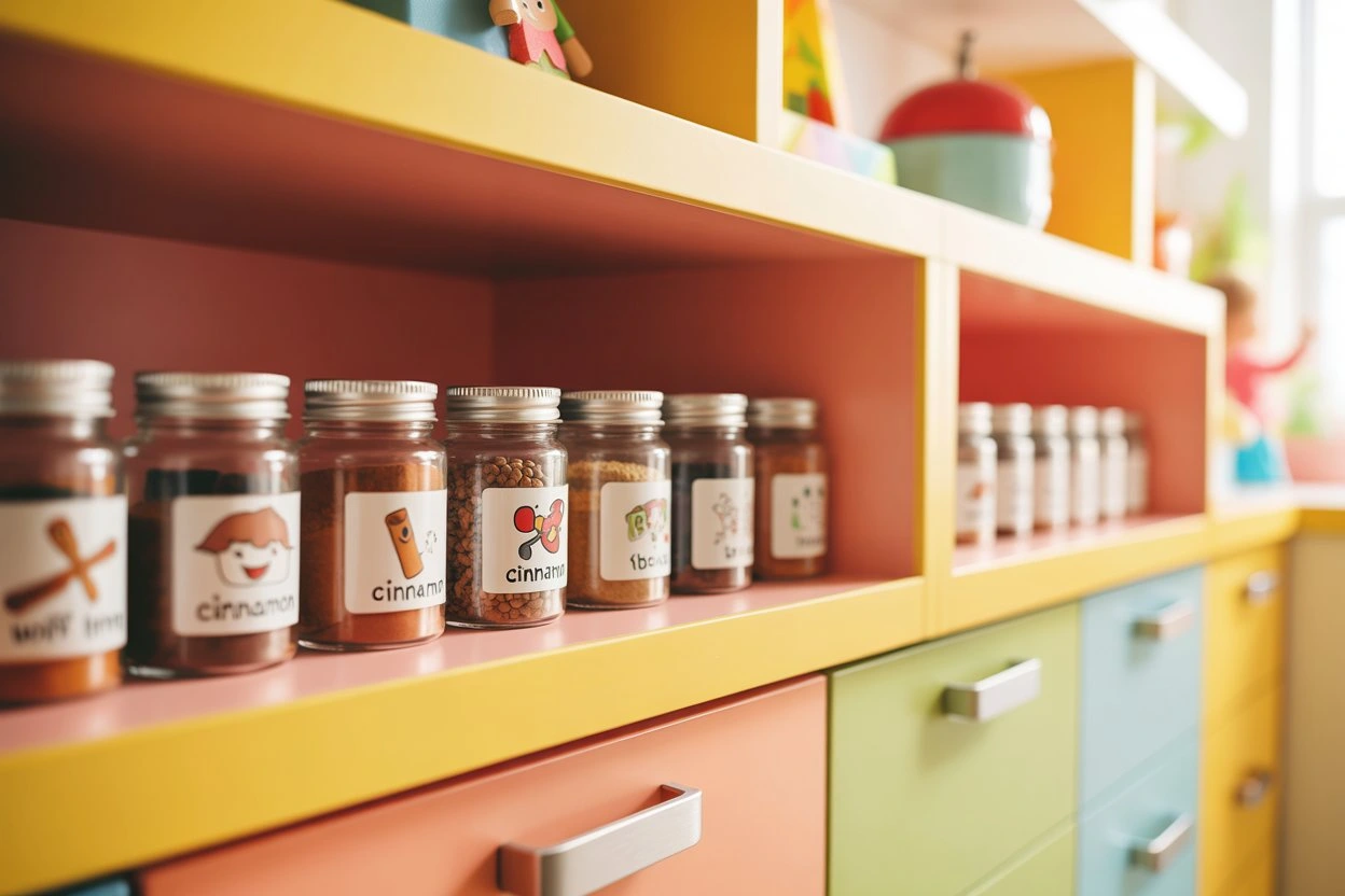 The Colorful Kid-Friendly Spice Cubbies