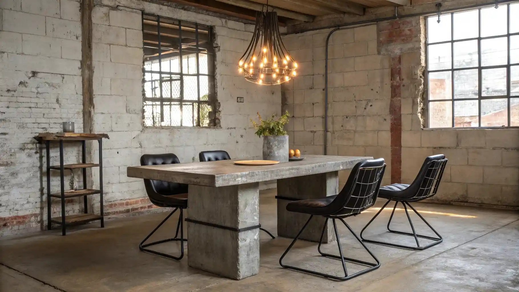 Concrete Block Dining Table Setup