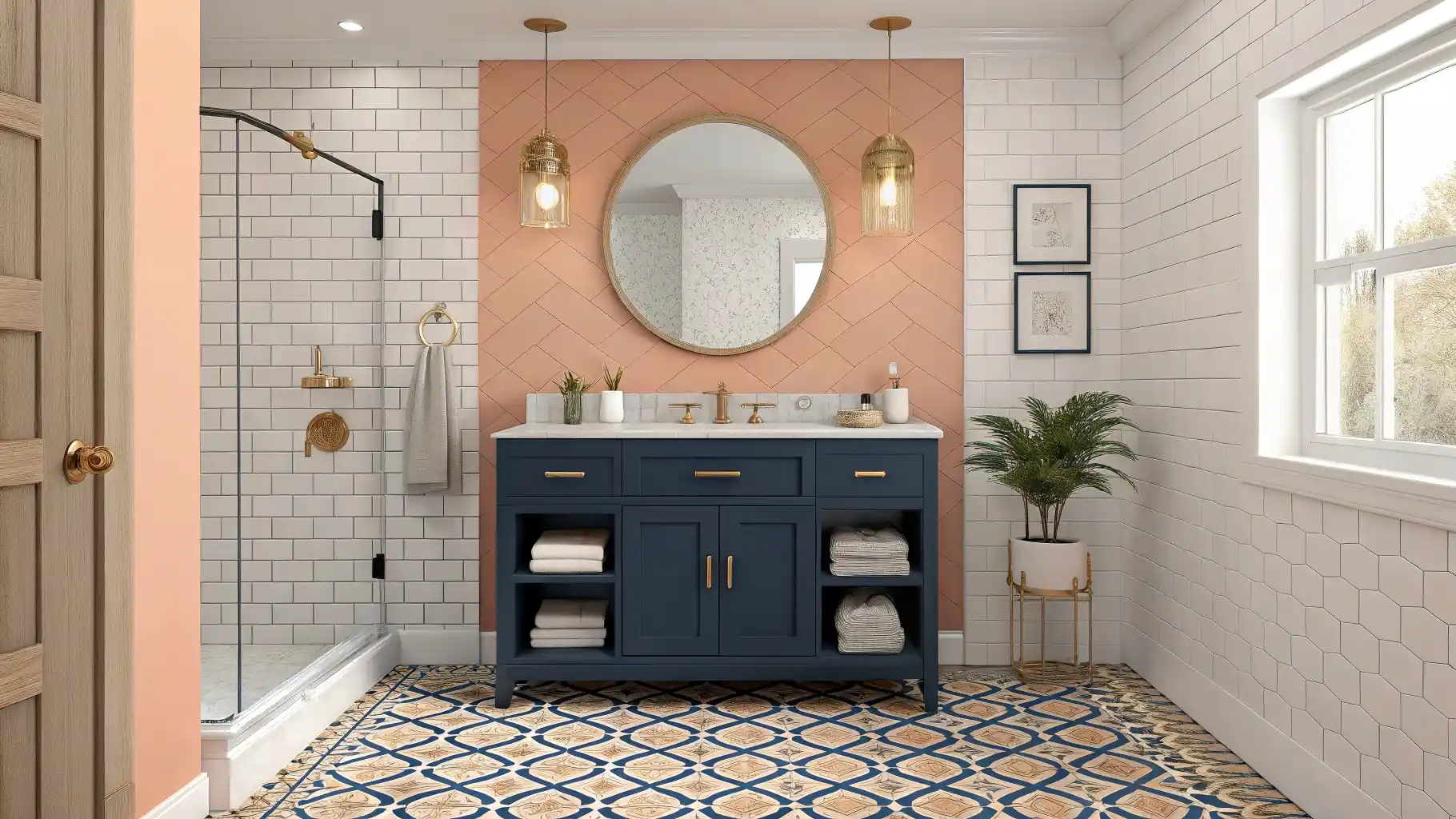 Coral Pink and Navy Blue Balance