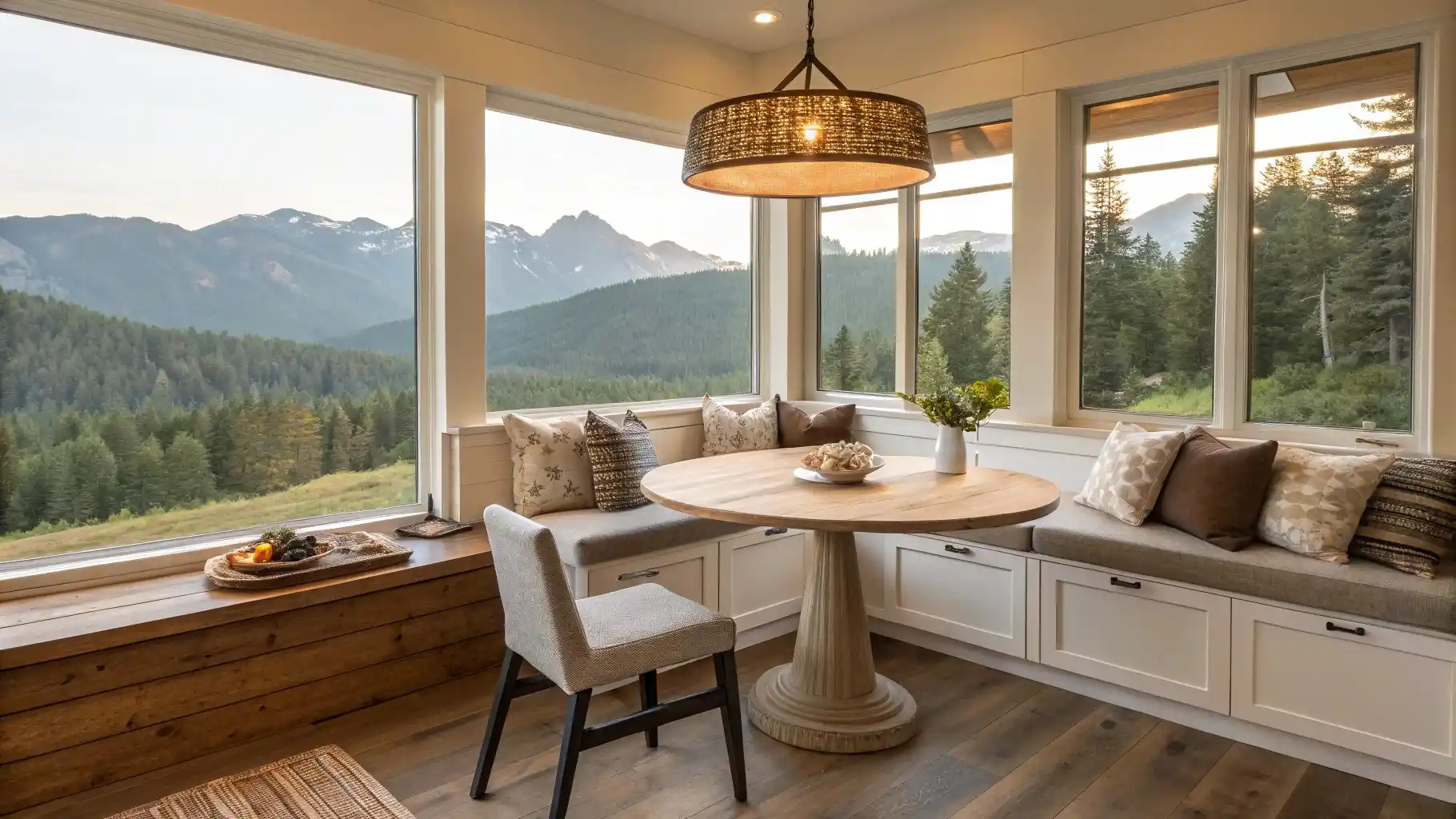 Corner Breakfast Nook with Panoramic Forest Views