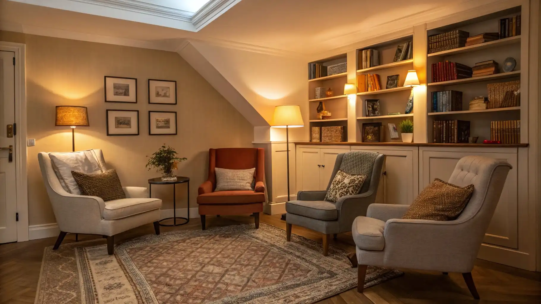 Cozy Library Reading Nook Formation