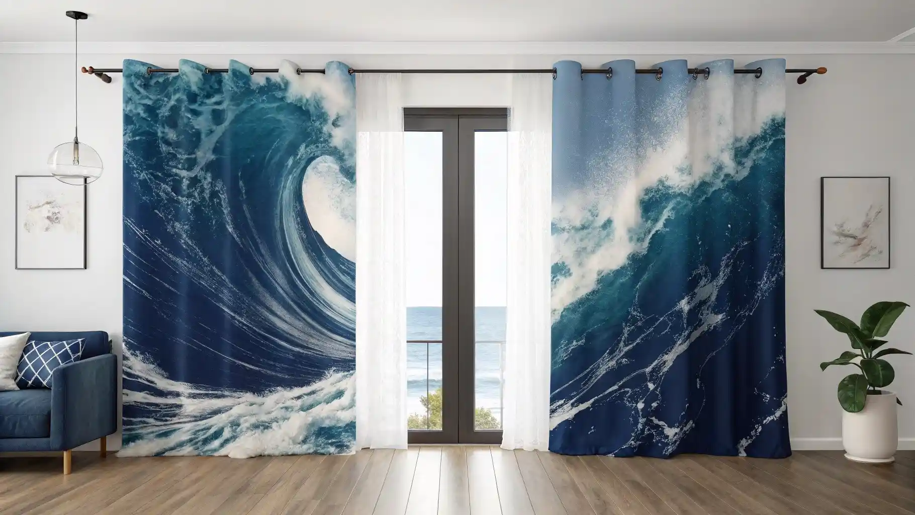 Crashing Waves Window Curtains
