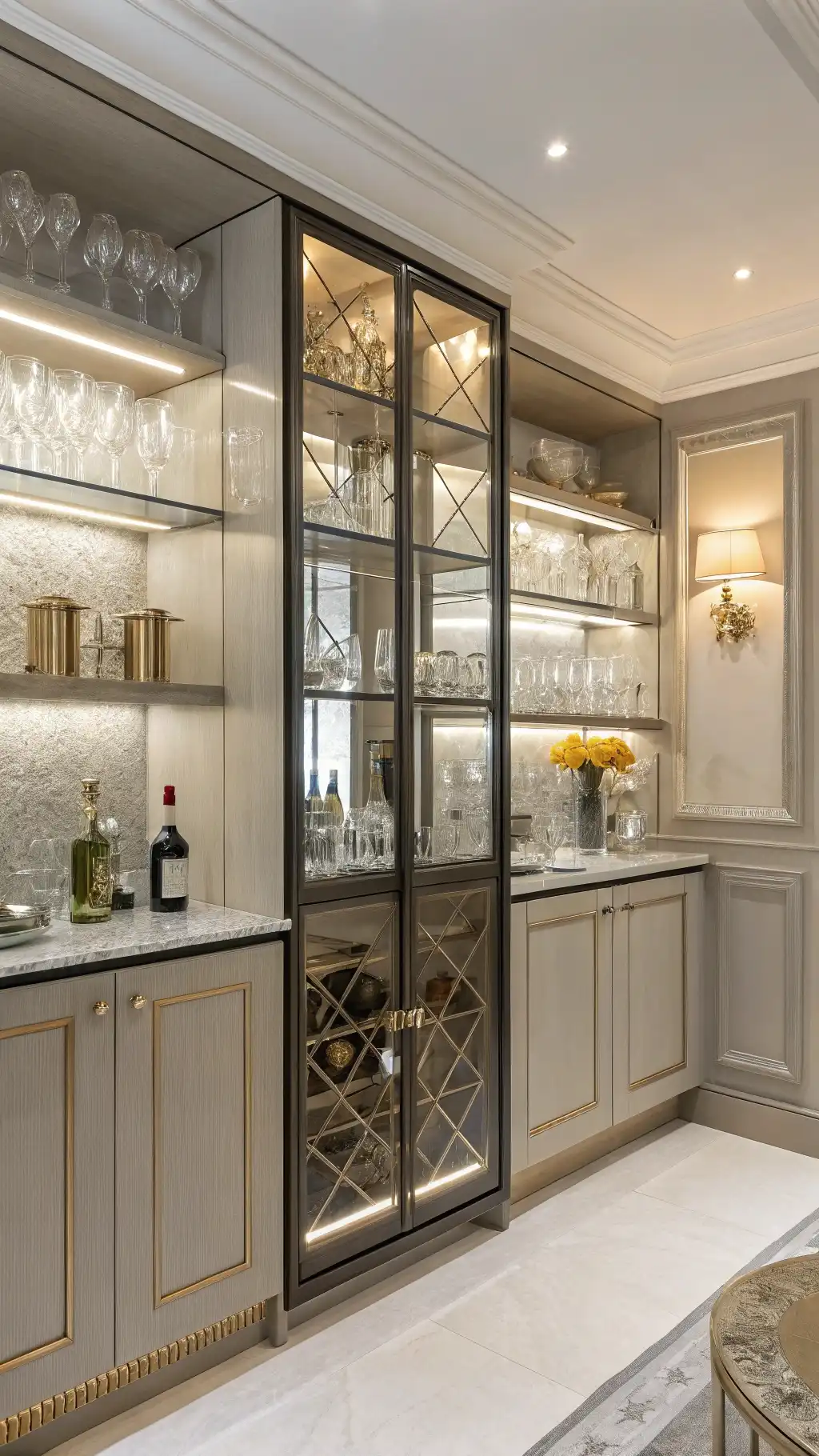 Elegant Glass-Front Cabinet Corner Display