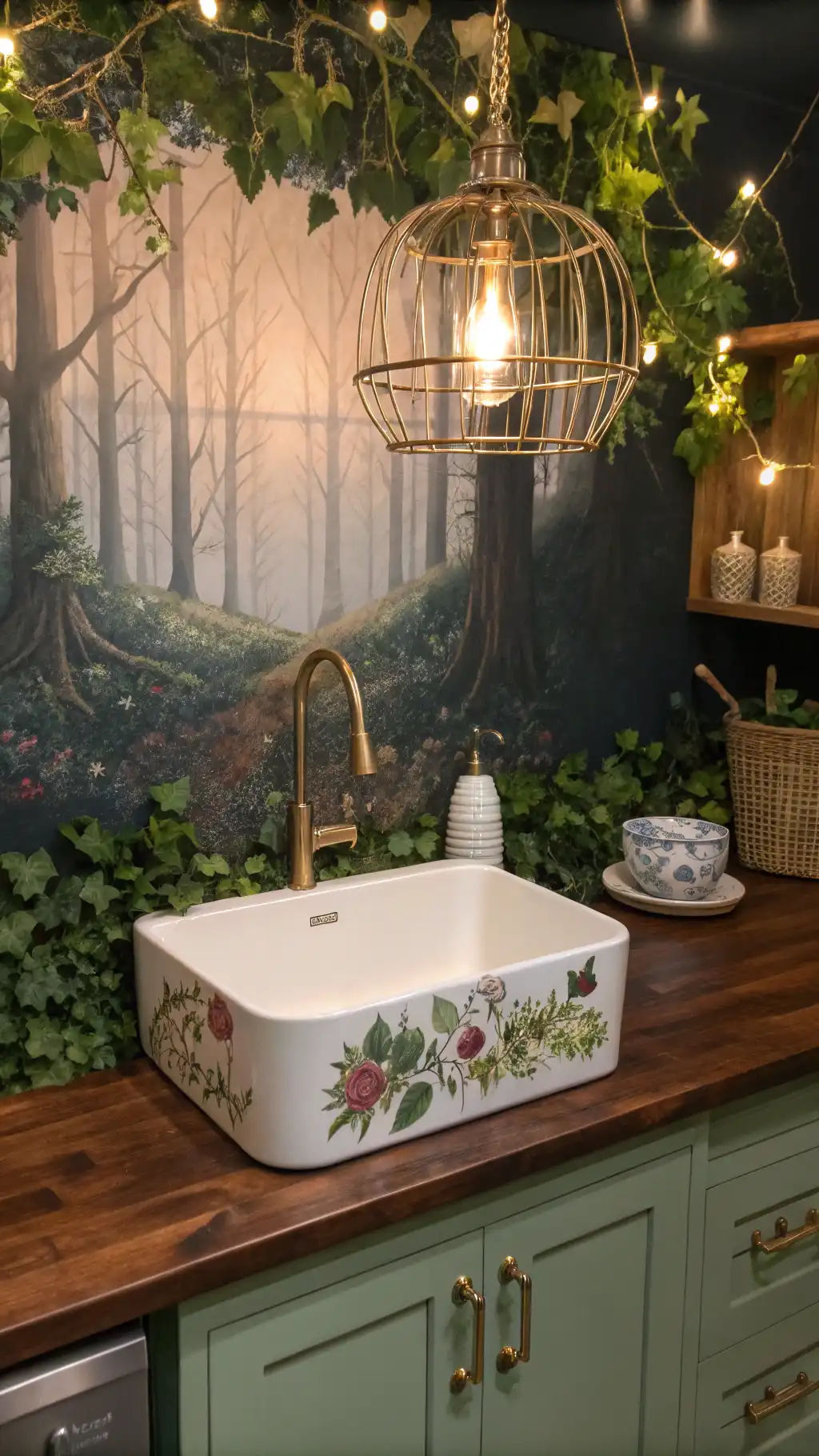 Enchanted Floral Farmhouse Sink
