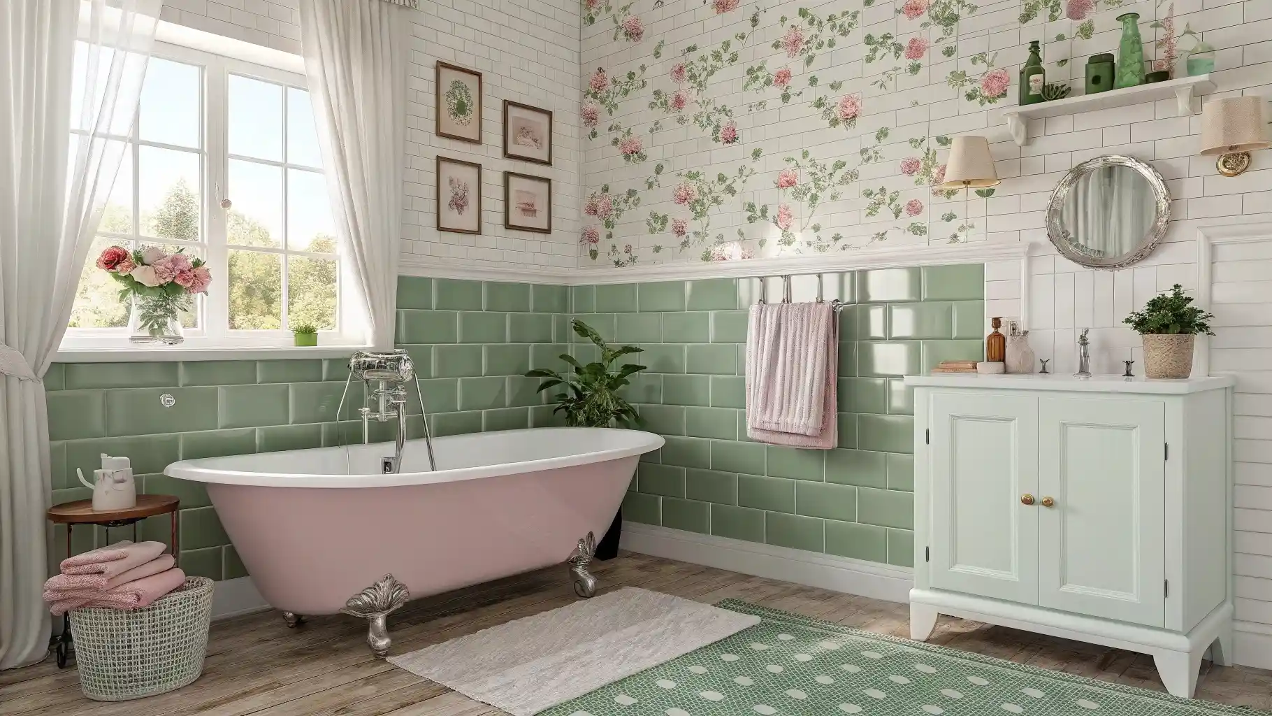 English Garden Green and Blush Pink Serenity