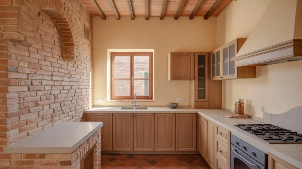 Exposed Brick Tuscan Kitchen
