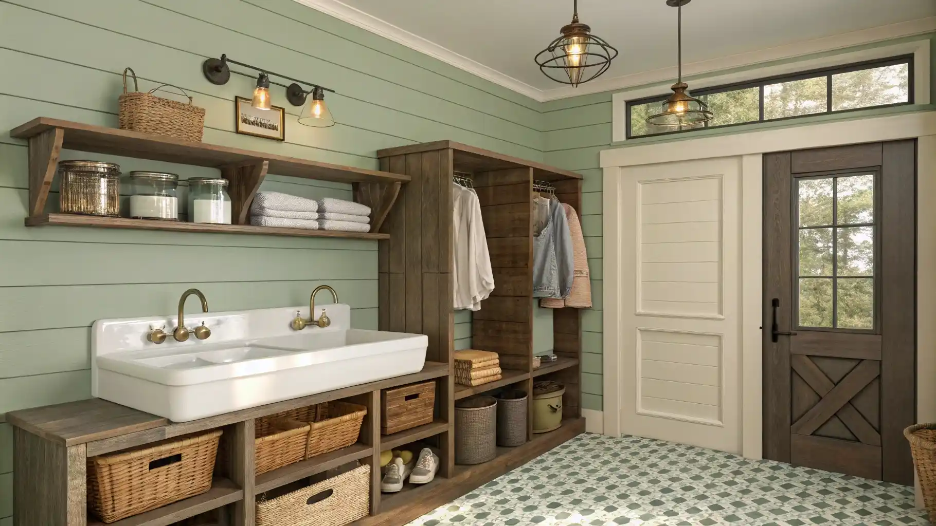 Farmhouse Utility Room with Open Drying Station