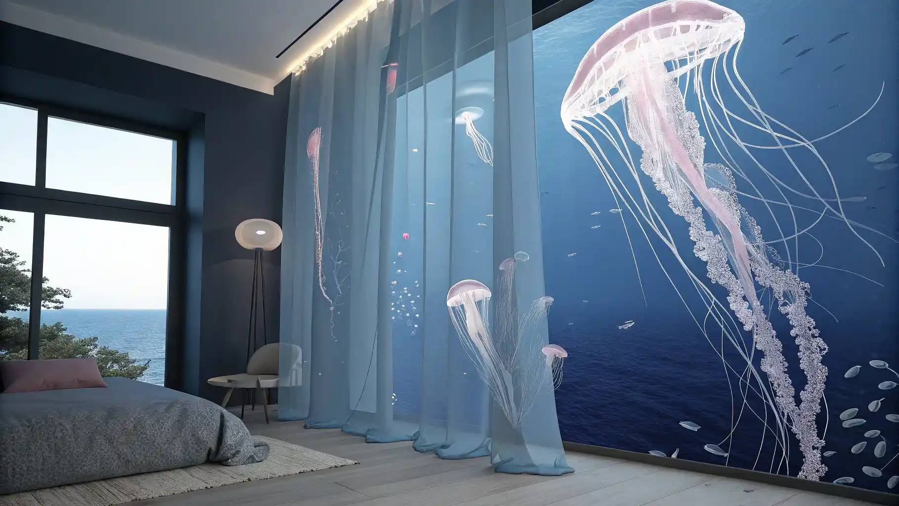 Floating Jellyfish Ocean Depth Curtains