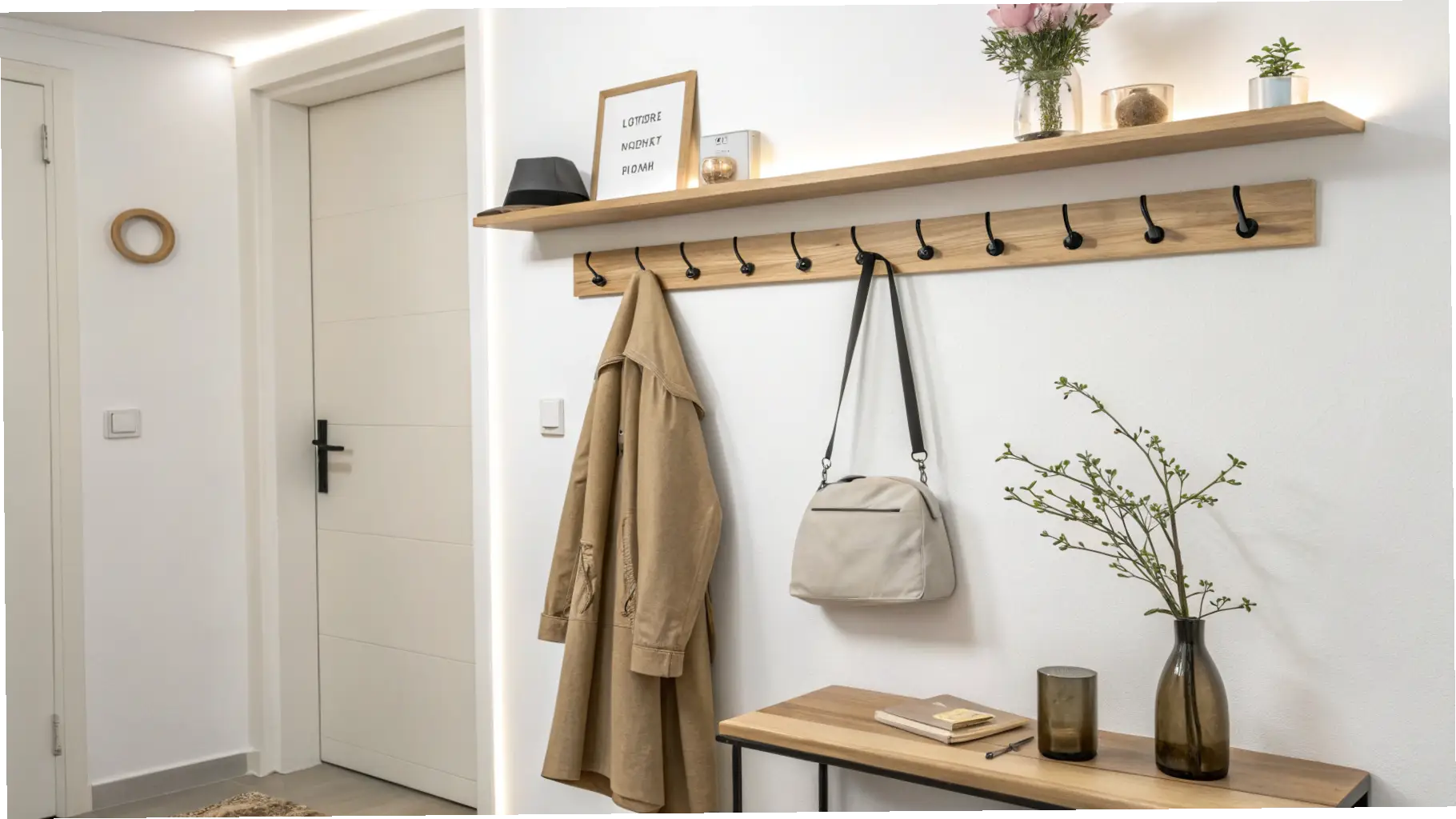 Floating Shelf with Integrated Hooks