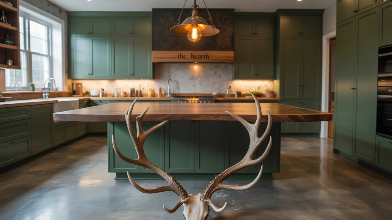 Forest Green Antler Kitchen