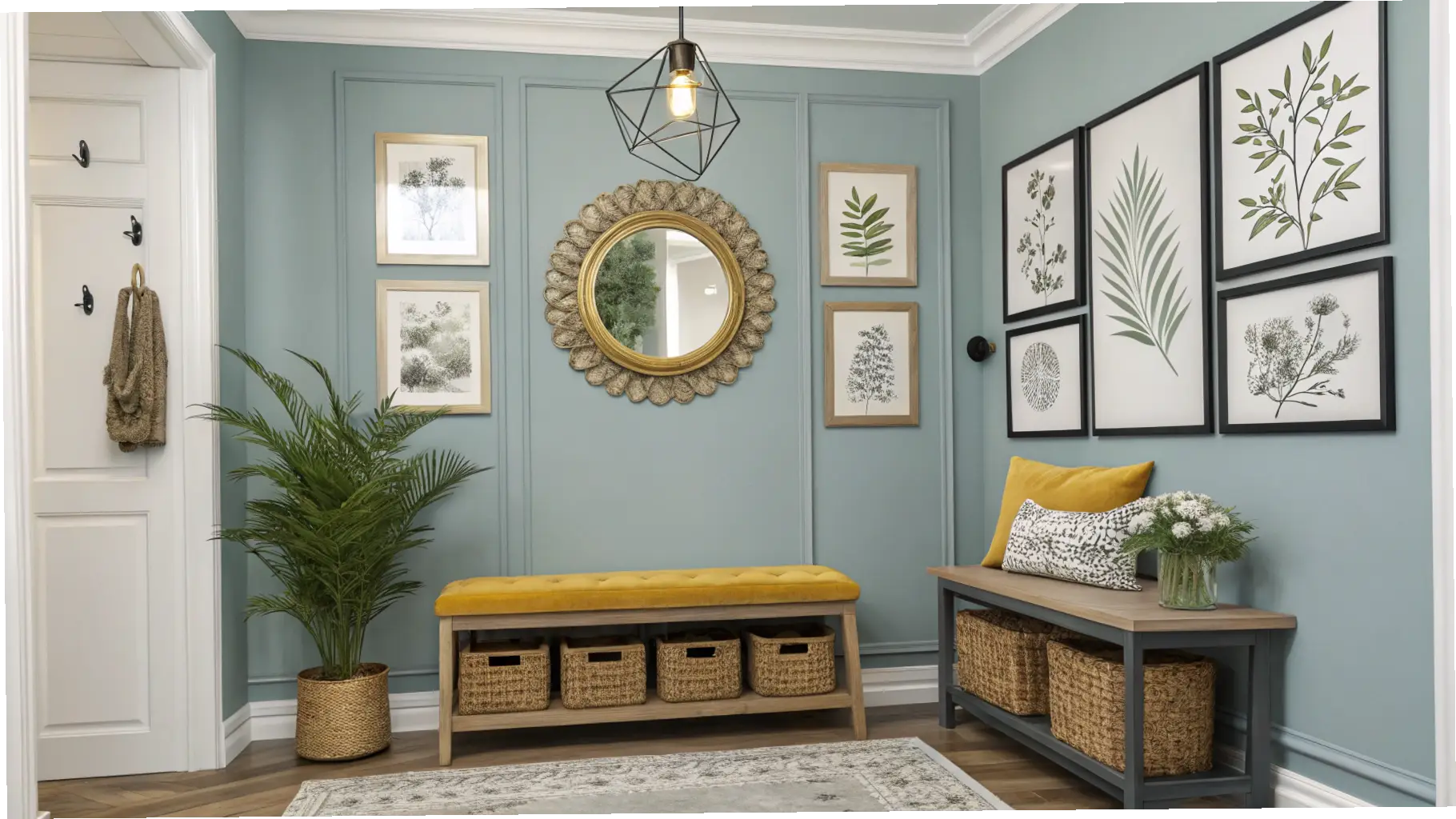 Gallery Wall with Bench Seating
