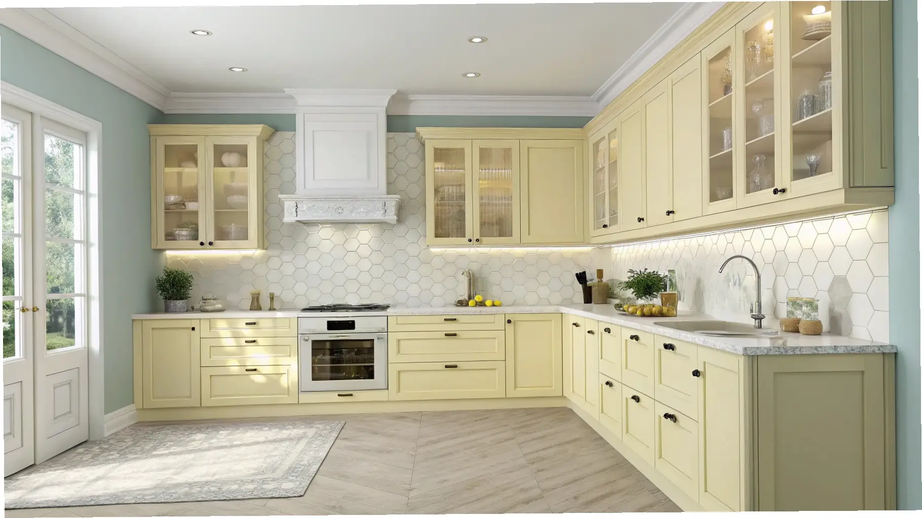 Gentle Glow: A Soft Yellow Kitchen Oasis