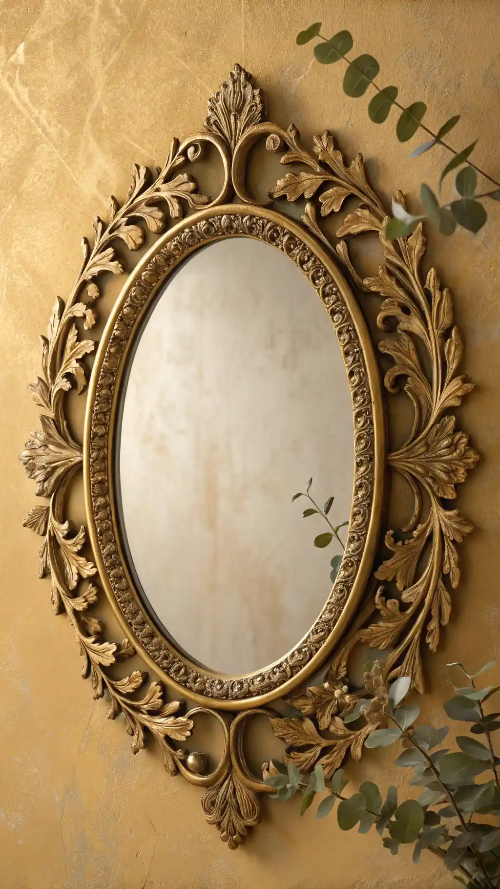 Gilded Botanical Oval Mirror
