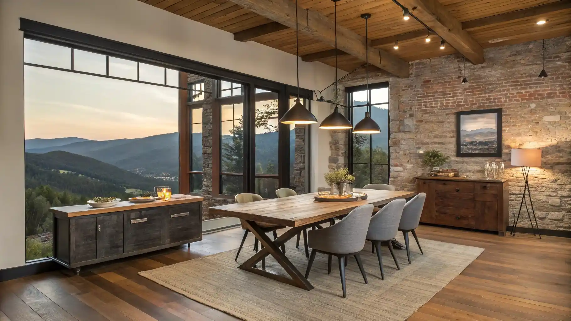 Industrial Dining Haven with Panoramic Valley Views