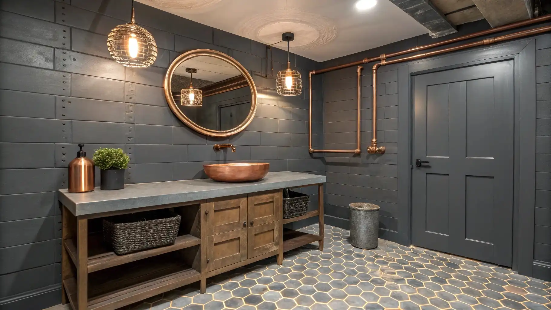 Industrial Gray with Copper Fixtures