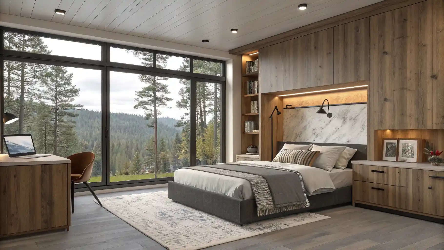 Integrated Bedroom Suite with Custom Wood Cabinetry
