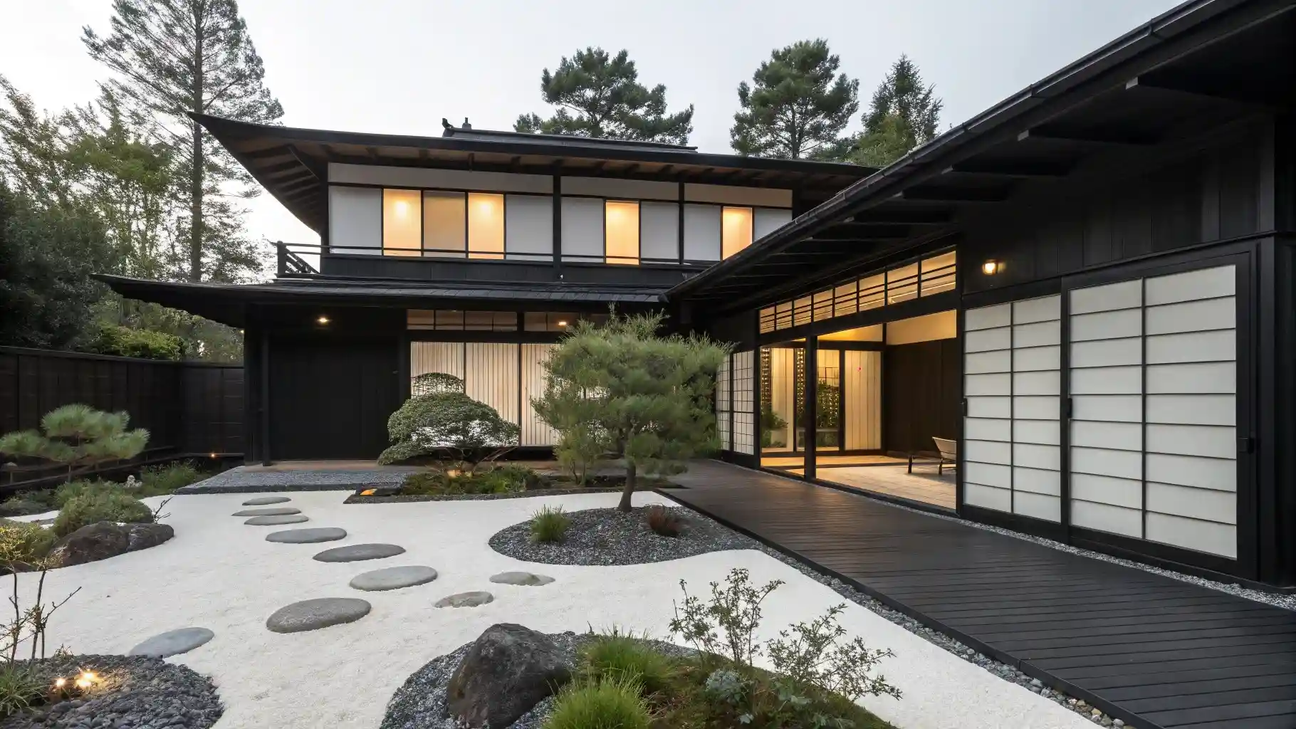 Japanese-Inspired Design with Monochromatic Screen Panels