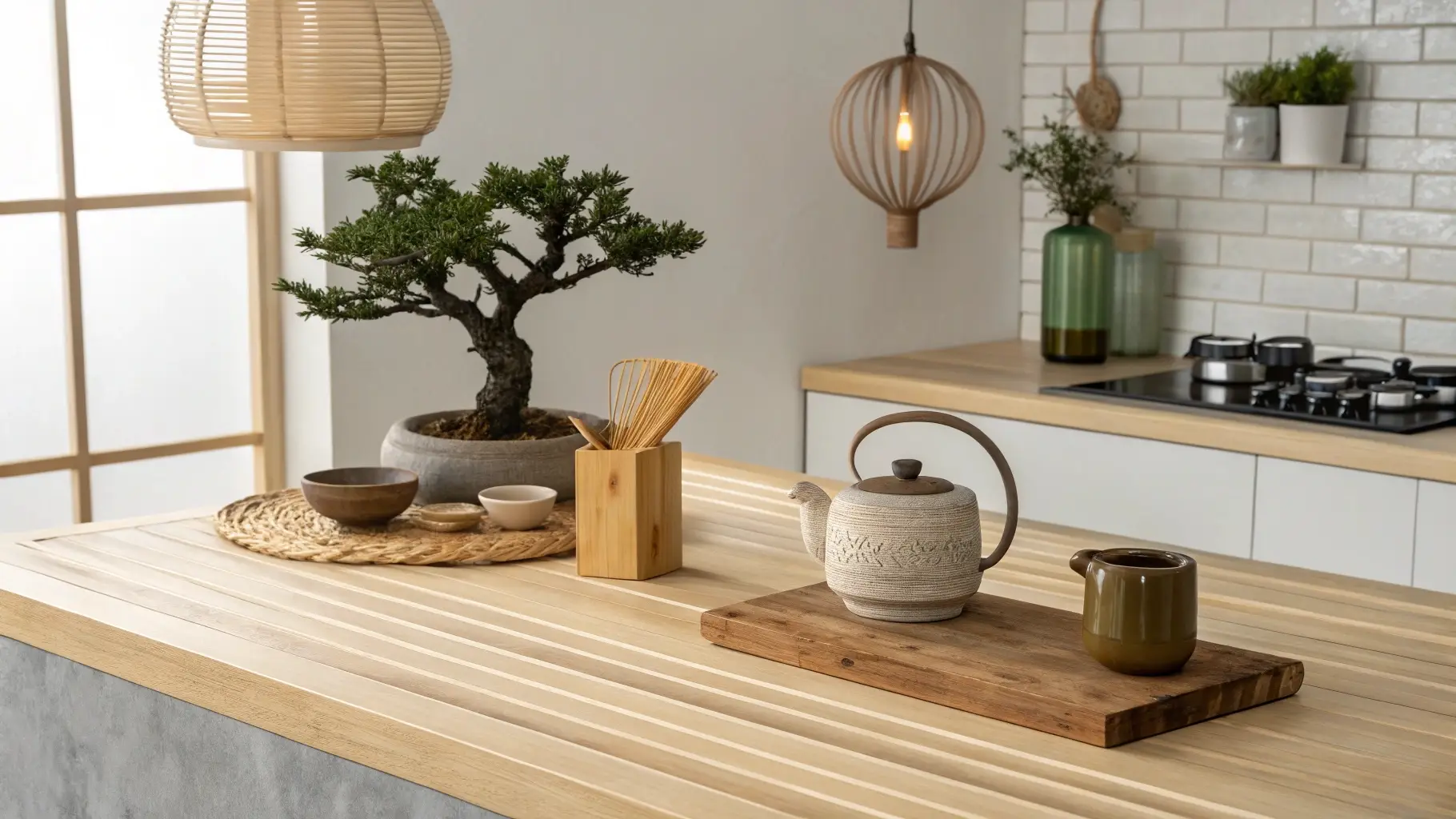 Japanese Zen Tea Counter Arrangement