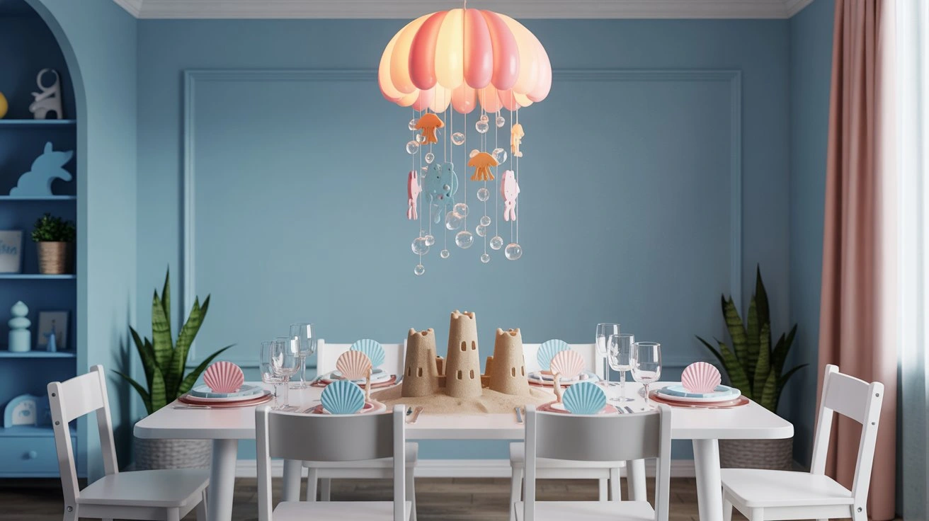 Jellyfish Glow Over Sandcastle Table