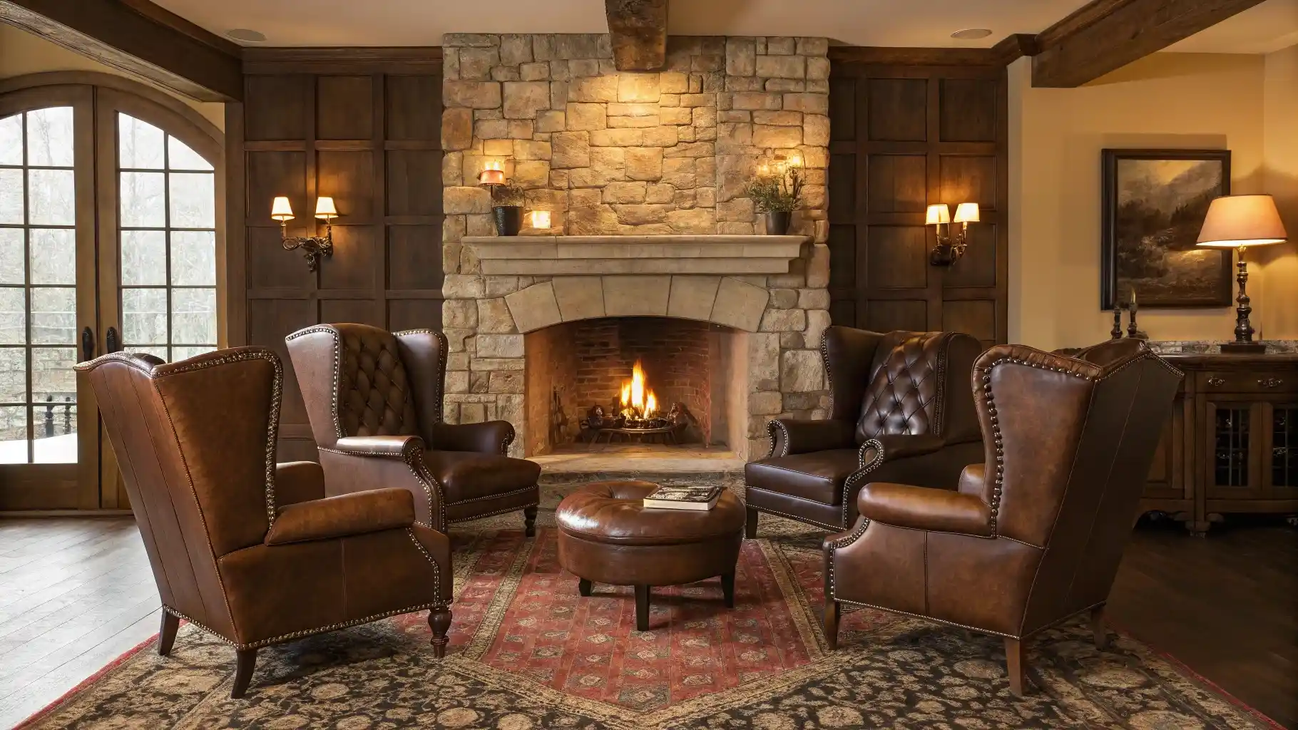 Luxurious Fireside Gentlemen's Club Configuration