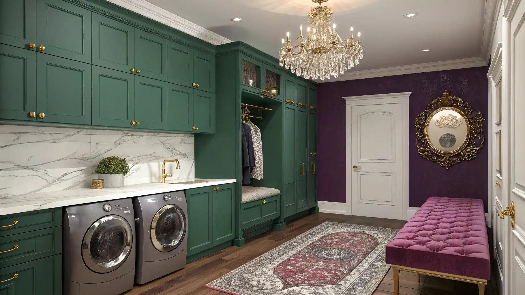 Luxurious Traditional Laundry with Crystal Chandelier