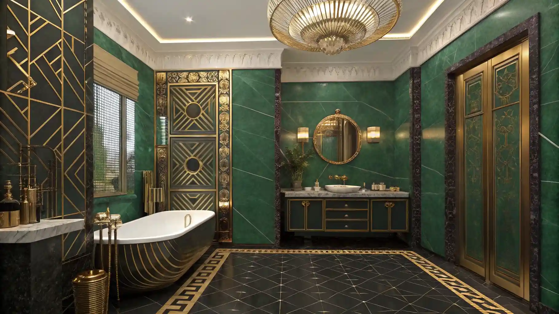 Malachite Green and Brass Art Deco Maximalism
